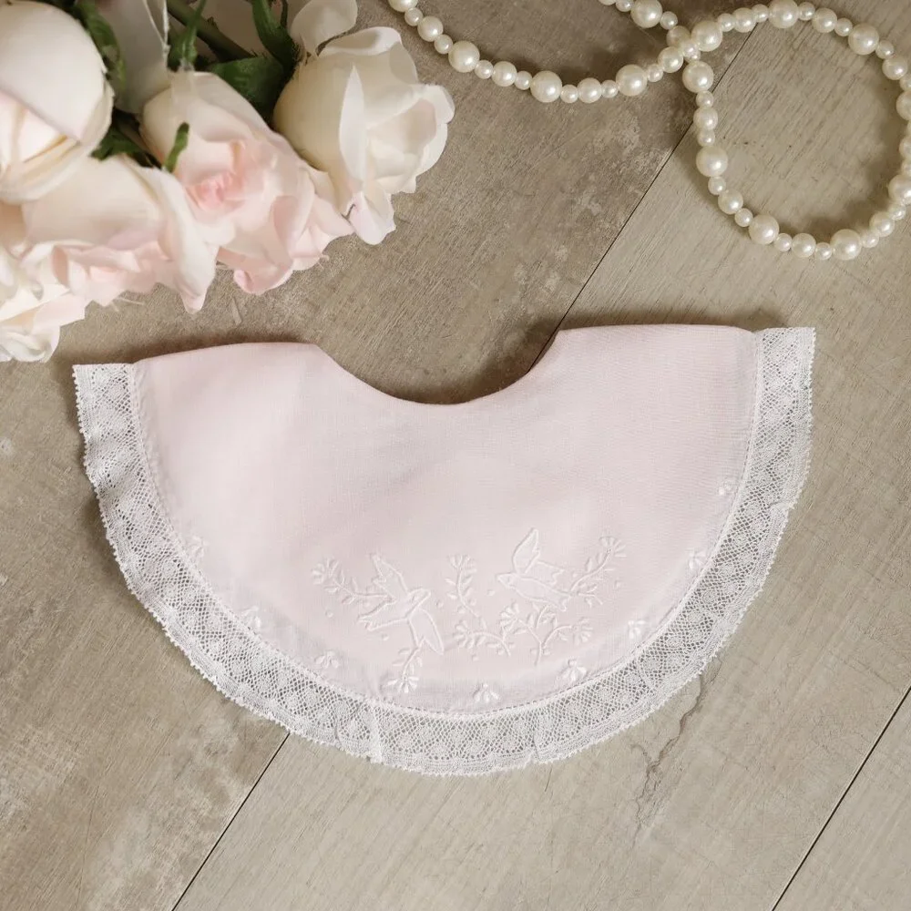 Heirloom Bib Feltman Brothers Pink Birds Bib Special Occasion French Lace NWT